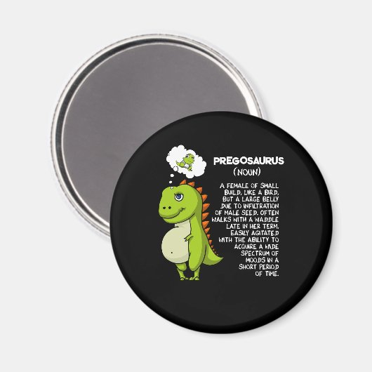 Aimant Pregosaurus T-Rex Dinosaur Maman Grossesse Mère (Recto/Verso)