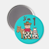 Aimant Premier anniversaire de Cowboy (Recto/Verso)