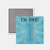 Aimant Premier Anniversaire Garçon, Je suis un, Grand Ble (Recto/Verso)