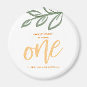 Aimant Premier anniversaire mignon Doodle Paint Feuille (Devant)