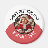 Aimant Premier Noël Baby Photo personnalisée Ajouter un n (Devant)