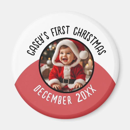 Aimant Premier Noël Baby Photo personnalisée Ajouter un n (Devant)