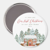 Aimant Premier Noël dans notre nouvelle adresse et année  (Recto/Verso)