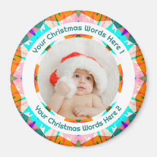 Aimant Premier Noël de bébé Cadeau de photo de famille or