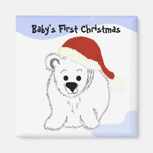 Aimant Premier Noël de bébé ours polaire (Devant)