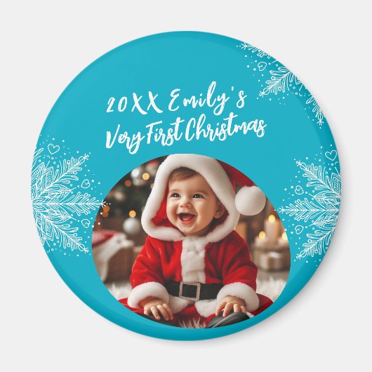 Aimant Premier Noël de bébé Photo personnalisée  (Devant)