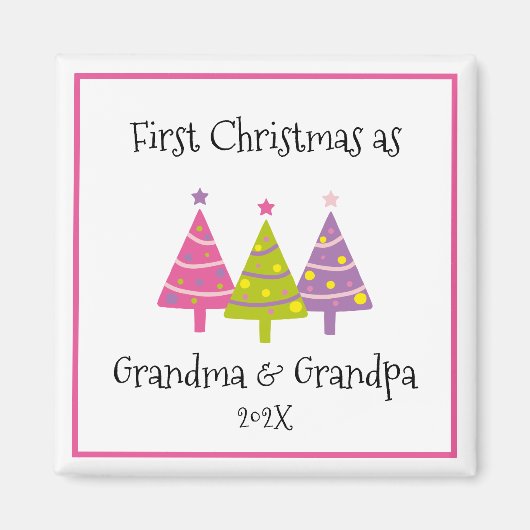 Aimant Premier Noël en grands-parents (Devant)