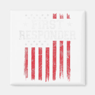 Aimant Premier répondeur Fier drapeau américain Usa Patri