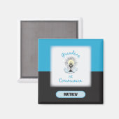 Aimant Première communion de petit-fils, tasse bleue (Recto/Verso)