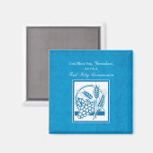 Aimant Première communion petit-fils Bleu, Blé, Raisins (Recto/Verso)