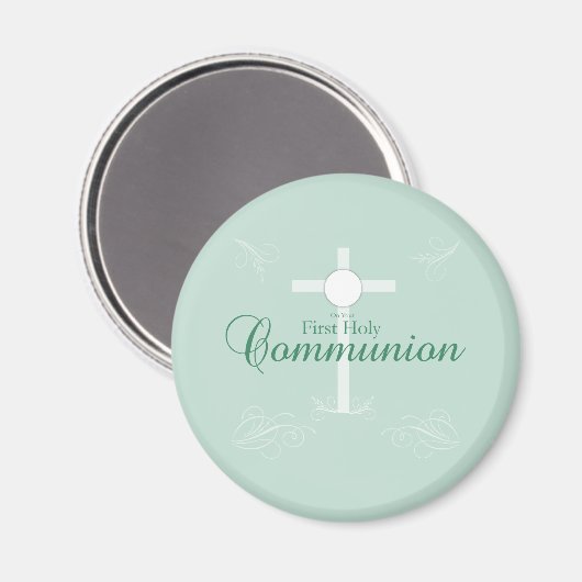 Aimant Première Communion sainte, Script en vert tendre (Recto/Verso)