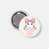 Aimant Première Dent de Bébé Ruban Rose Kawaii (Recto/Verso)