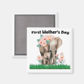 Aimant Première fête des mères éléphant mignon (Recto/Verso)