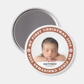 Aimant Première photo de Flocon de neige moderne de Noël (Recto/Verso)