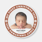 Aimant Première photo de Flocon de neige moderne de Noël (Devant)