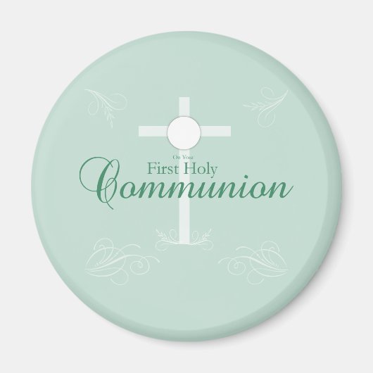 Aimant Première Sainte Communion, écriture en vert doux (Devant)