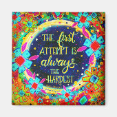 Aimant Première tentative colorée amusante Citer Floral I (Devant)