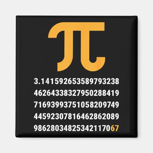 Aimant Premiers 100 chiffres de Pi 67 nerds geeks profess (Devant)