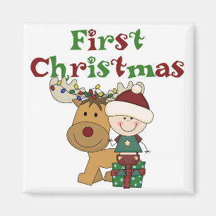 Aimant Premiers T-shirts et cadeaux de Noël de renne