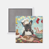Aimant Préparation de fêtes de Noël de Bouledogue Françai (Recto/Verso)