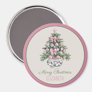 Aimant Preppy Chinoiserie Arbre de Noël Personnalisé