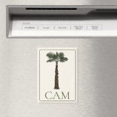Aimant Preppy Coastal Palm Tree Monogram (In Situ (Lave-vaisselle))