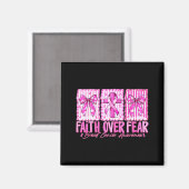 Aimant Preppy Faith Over Fear Breast Cancer Bow Warrior C (Recto/Verso)