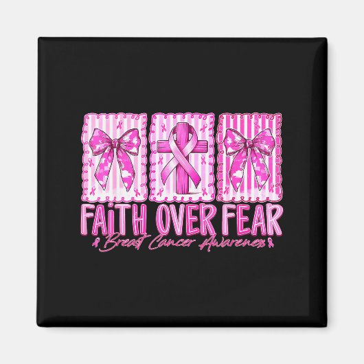 Aimant Preppy Faith Over Fear Breast Cancer Bow Warrior C (Devant)