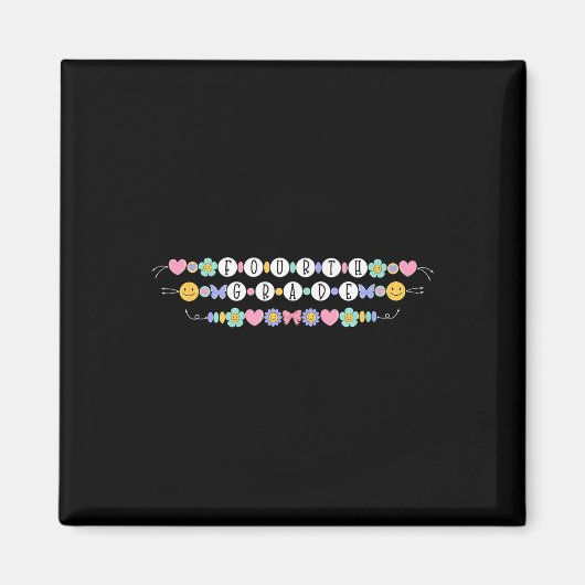 Aimant Preppy Retour À L'École 4E Grade Bracelet Enseigna (Devant)