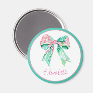 Aimant Preppy rose Floral Bow Personnalisé
