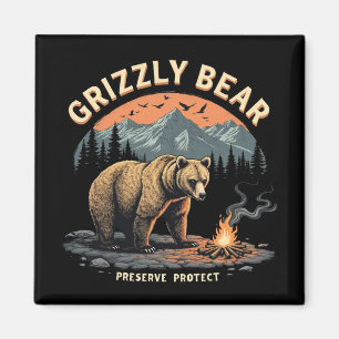 Aimant Préserver et protéger l'ours grizzli