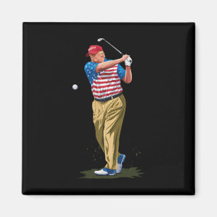 Aimant Président Donald Trump 2025 Golf Drapeau Américain