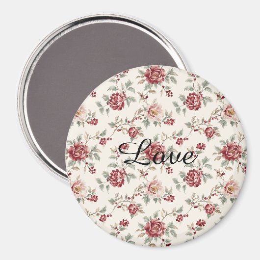 Aimant Pretty Chic Rouge Crème Floral   (Recto/Verso)