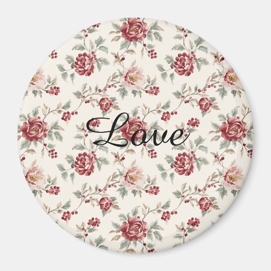 Aimant Pretty Chic Rouge Crème Floral (Devant)