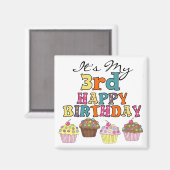 Aimant Pretty Cupcakes 3e Anniversaire Tshirts et cadeaux (Recto/Verso)