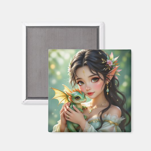Aimant Pretty Elven Fairy & Dragon Ethereal (Recto/Verso)