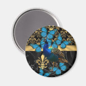 Aimant Pretty feminine peacock design (Recto/Verso)