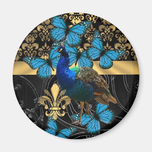 Aimant Pretty feminine peacock design (Devant)