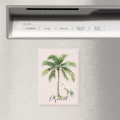 Aimant Pretty Peach Tropical Palm Tree Bird (In Situ (Lave-vaisselle))