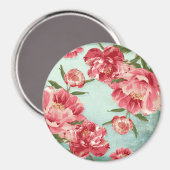 Aimant Pretty Retro Flower Chintz Peonies (Recto/Verso)