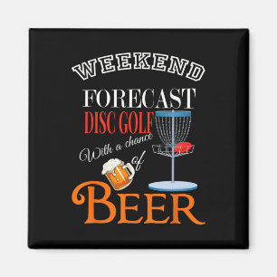 Aimant Prévisions de week-end Disc Golf et bière Funny Di