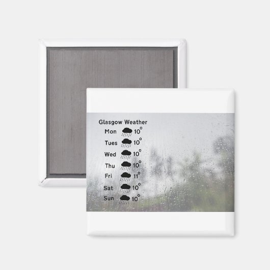 Aimant Prévisions météo pour Glasgow - pluie (Recto/Verso)