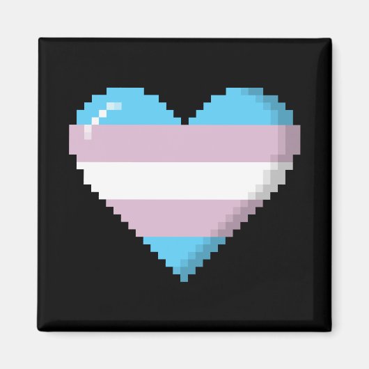 Aimant Pride transgenre Coeur à 8 bits Pixel (Devant)