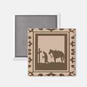 Aimant Prier Cowboy Avec Cheval À Croix (Recto/Verso)