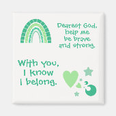 Aimant Prière chrétienne pour les enfants Vert | (Devant)