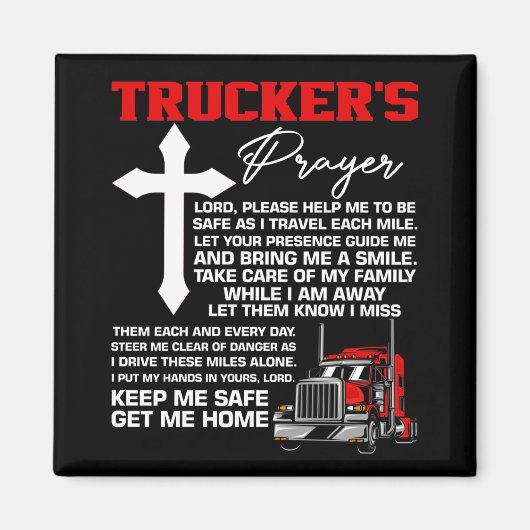 Aimant Prière des camionneurs Gardez-moi en sécurité Chau (Devant)