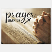 Aimant PRIÈRE GUERRIER Open Bible Croix chrétienne (Recto)