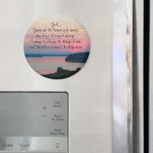 Aimant Prière Serenity Coucher de soleil sur la mer rose