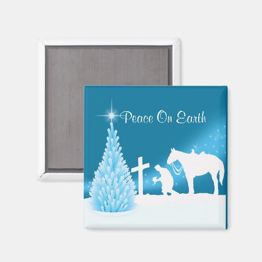 Aimant Prière Western Cowboy En Neige D'Hiver (Recto/Verso)