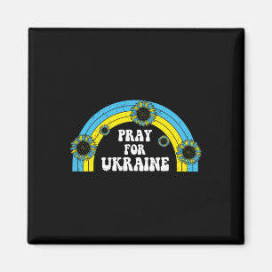 Aimant Priez pour l'Ukraine Tournesol Bleu Jaune Rainbow 